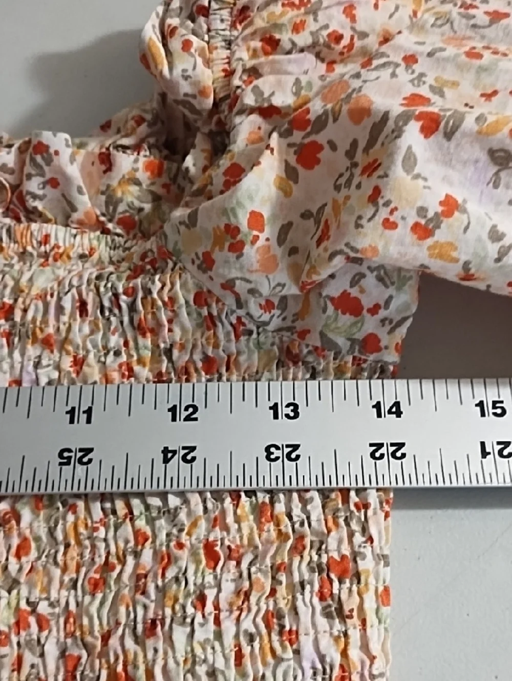 Zara Cotton Floral Off-the-Shoulder Smocked Ruffle Top